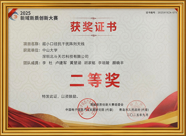 Satellite signal anti interference company innovation award certificate